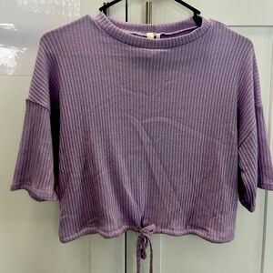 Purple crop top Waist Tie